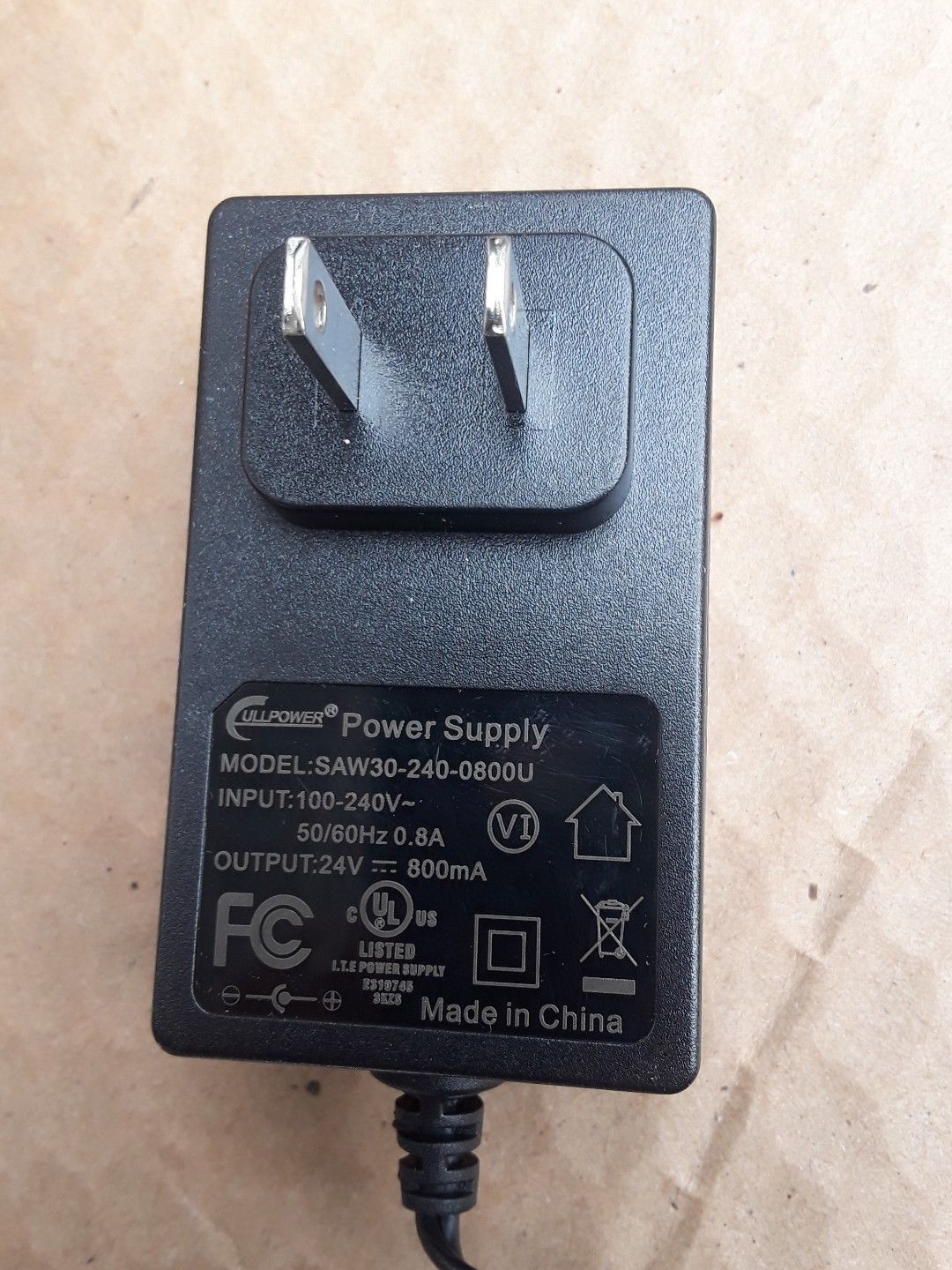 New CullPower SAW30-240-0800U AC/DC 24V DC24.0V 800mA power supply adapter - Click Image to Close